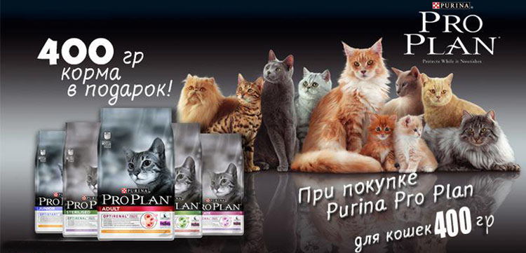Pro plan акция сухой корм для кошек 400г в подарок 6