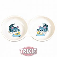 Миска двойная керамическая для кошки Trixie TX-4014