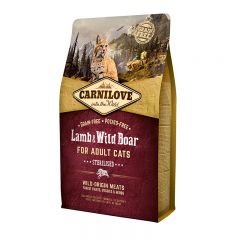 Carnilove Cat Lamb & WildBoar Sterilised сухой беззерновой корм с ягненком и мясом дикого кабана для взрослых стерилизованных кошек и кастрированных котов