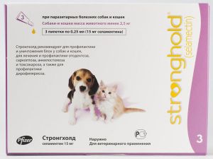 Стронгхолд (Stronghold) 6% щенки и котята (до 2,5 кг) пипетка 15 мг (0,25 мл)