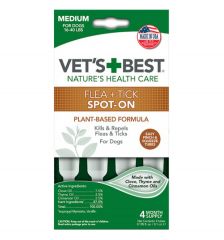 Vet's Best Flea&Tick Spot On Medium капли от блох и клещей для собак весом от 7 до 18 кг