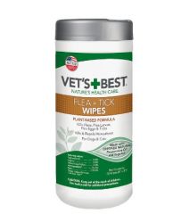 VET`S BEST Flea&Tick Wipes Влажные салфетки от насекомых для собак