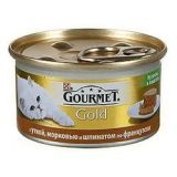 Gourmet Gold (Гурмет Голд ) корм консервы для кошек кусочки в паштете с уткой, морковью и шпинатом по французски
