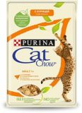Cat Chow Adult влажный корм консервы для взрослых кошек с курицей и цуккини в желе пауч
