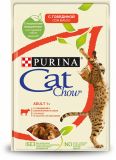 Cat Chow Adult влажный корм консервы для взрослых кошек с говядиной и баклажанами в желе пауч